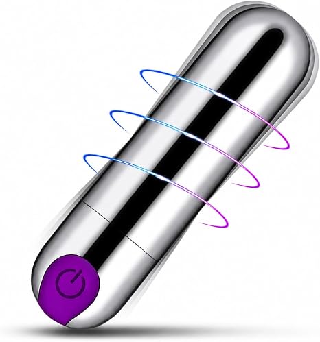Silver Mini Vibrator Bullet Vibrator with 10 Powerful Vibration Mode Discreet Sex Toys for Women
