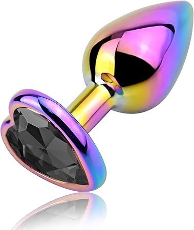 Luxury 3-Piece Tapered Aluminum Anal Plug Training Set with Colorful Heart Jewels