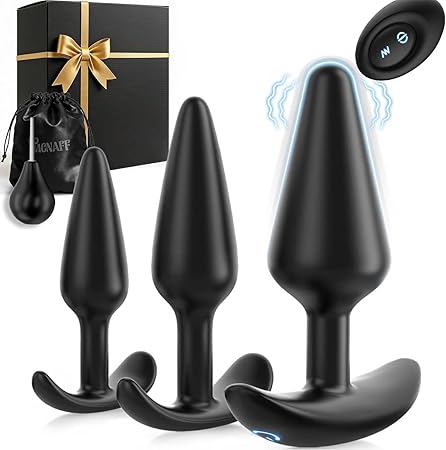 Premium 3-Piece Anchor Silicone Anal Plug Set with Remote Vibrator