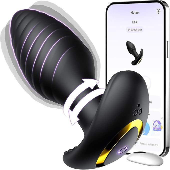 Vibrating Butt Plug Anal Vibrator with Threaded Surface, Anal Toys Anal Plug with 9 Rotation & 9 Vibration,