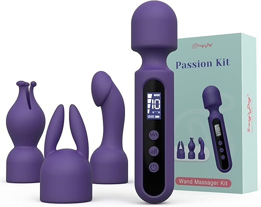 Tracy's Dog Wand Vibrator Kits, Couple Adult Sex Toys with 3 Attachments for Clit, G Spot