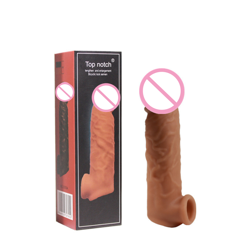 Male Extend Sleeve Penis Extender Condoms Reusable Dildo Enhancer Sex Toys for Men Penis Stretcher Delay Ejaculation Cock Nozzle