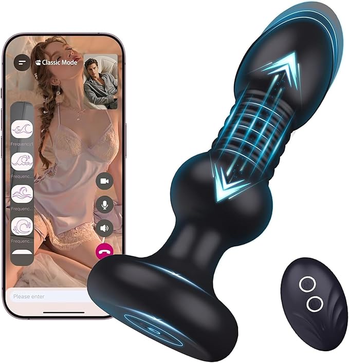 Thrusting Anal Plug Butt Plug, APP Control Anal Sex Toy Vibrator with 5 Vibrating and Thrusting Modes