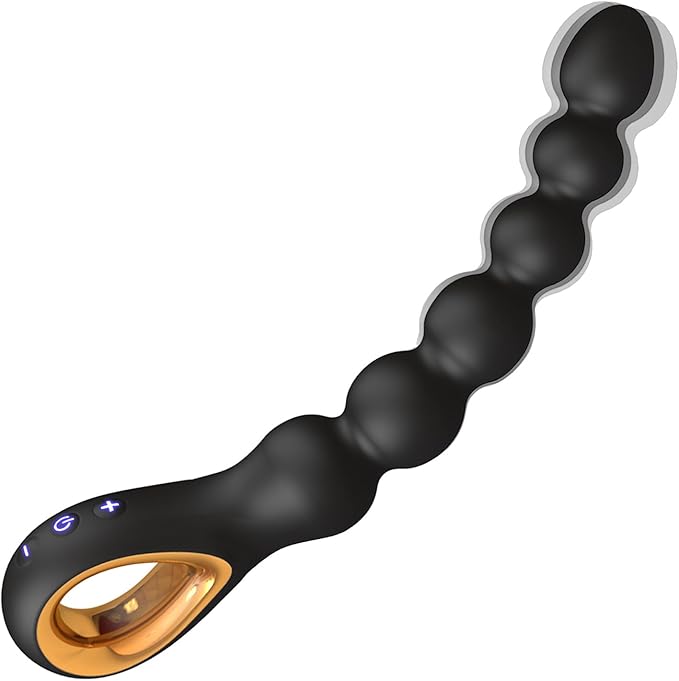 Vibrating Anal Beads Butt Plug, Auknut Rechargeable Flexible Butt Plug Prostate Massager with 10 Vibration Modes Anal Toys