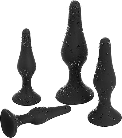 Black Premium Silicone Suction Cup Plug Trainer Set (4-Piece S/M/L/XL Collection)