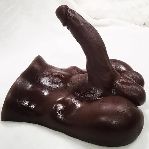 Heuceo Black Anal Dildo Torso Male Sex Doll for Women and Gay Masturbation