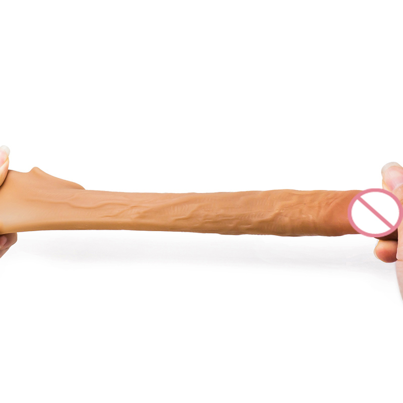 Flexible Big Size Realistic Sex Toys Liquid Silicone Cock Enlargement Dildo Condom Penis Sleeve for Men