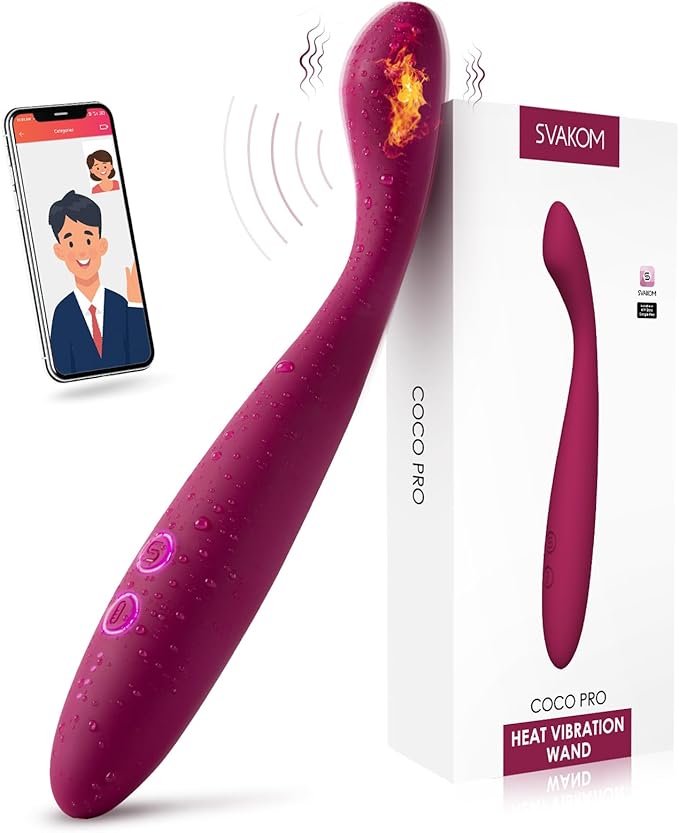 Heated G-Spot Dildo Vibrator Sex Toy - SVAKOM APP Remote Control Heating Finger Vibrators with 5