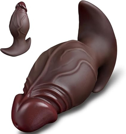Realistic Veined Liquid Silicone XXL Full-Filling Plug with Long Neck & T-Base
