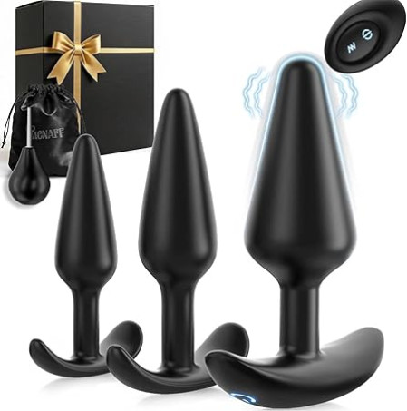 Premium 3-Piece Anchor Silicone Anal Plug Set with Remote Vibrator