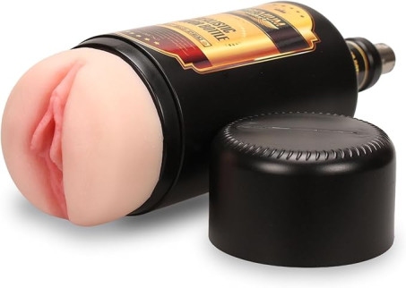 Amausen 3XLR Sex Machine Attachment Male Masturbator Cup Hands Free Automatic Thrusting Stroker Large Size Pocket Pussy for Men Discreet Wine Bottle Design Soft TPE Texture