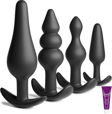 4-Piece Multi-Shape Silicone Anal Plug Trainer Set