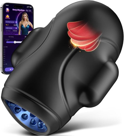 Male Sex Toys for Men Glans Vibrator - baiwatt Male Maturbator with 10 Licking Vibrating Modes