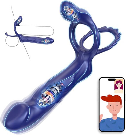 3-in-1 App Controlled Strap-On Dildo Vibrator with Dual Motors