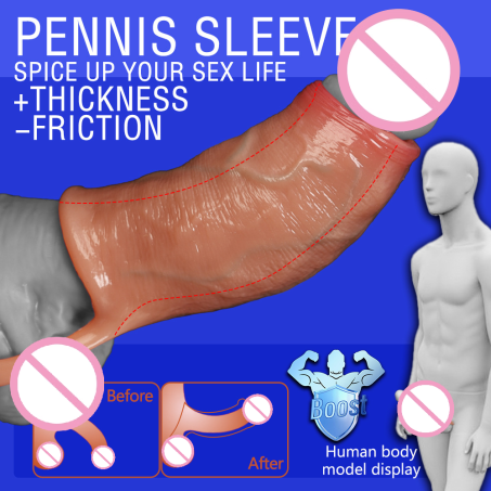 Large Size Wolf Teeth Sleeve Thickened Crystal Silicone Extended Penis Sleeve Adult Toy