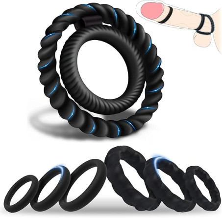 Dual Ring Silicone Cock Ring Set with 7 Adjustable Sizes  