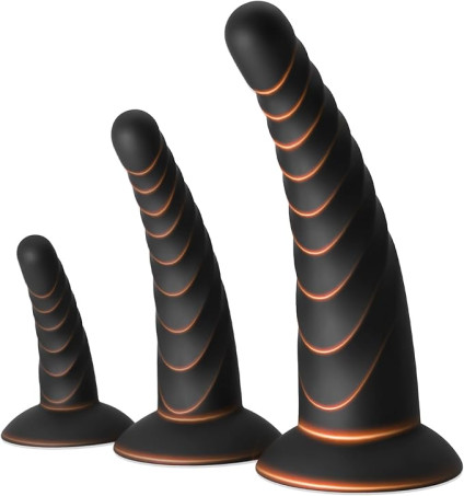 Anal Plug Pack of 3 Anal Toys, Silicone Adult Sex Anal Trainer Butt Plug for Beginners Advanced Players Anal Training Sets with Flared Suction Base Prostate Massager for Men