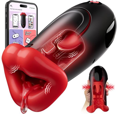 Vibrating Male Masturbator Pocket Pussy - APP Control Squeezable Pocket Pussies Blowjob Machine Sex Toys for Men with Dual 10 Vibrating Modes