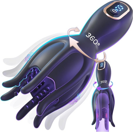 Male Masturbator  360  Conical Rotating Vibrating Glans Penis Vibrator Stroker Trainer